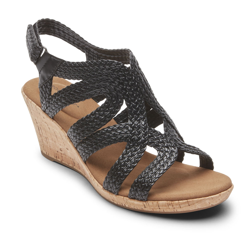 Sandalias Rockport Mujer Mexico - Briah Braided Negros - AOKHD9573